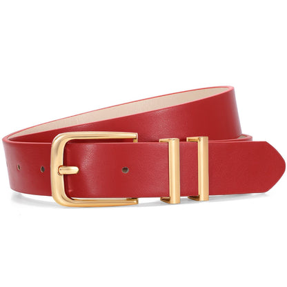 HOTVONMELLI Women's Soft Faux Leather Belt for Jeans Pants Dress Fashion Ladies Waist Belt with Gold/Silvery Buckle