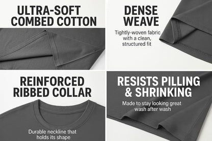 HOT6-Pack Bulk Men’s T-Shirts – Soft Pre-Shrunk Premium Cotton, Short Sleeves, Reinforced Collar, Crew Neck, Casual Fit