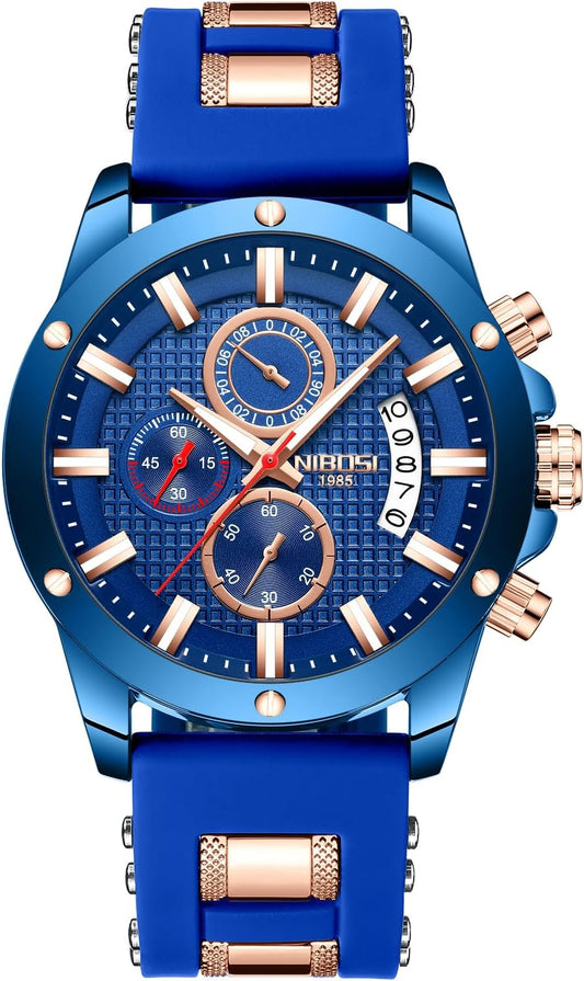 HOTNIBOSI Watches for Men Waterproof Chronograph Mens Watches Analog Quartz Big Face Classic Stylish Fashion Casual Designer Luminous Waterproof Business Work Wrist Watch Elegant Gift for Men