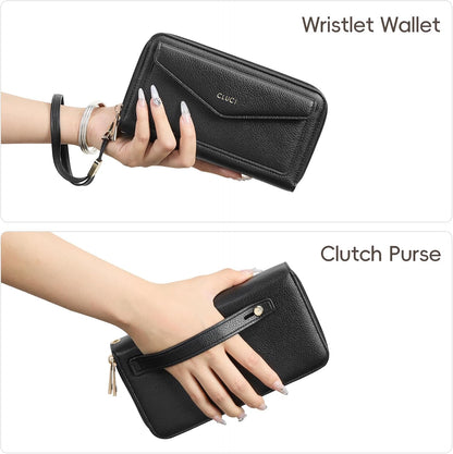 HOTCLUCI Wallet Women Capacity Wristlet Purse for Women Long Ladies Wallet RFID Blocking Multi Credit Card Holder