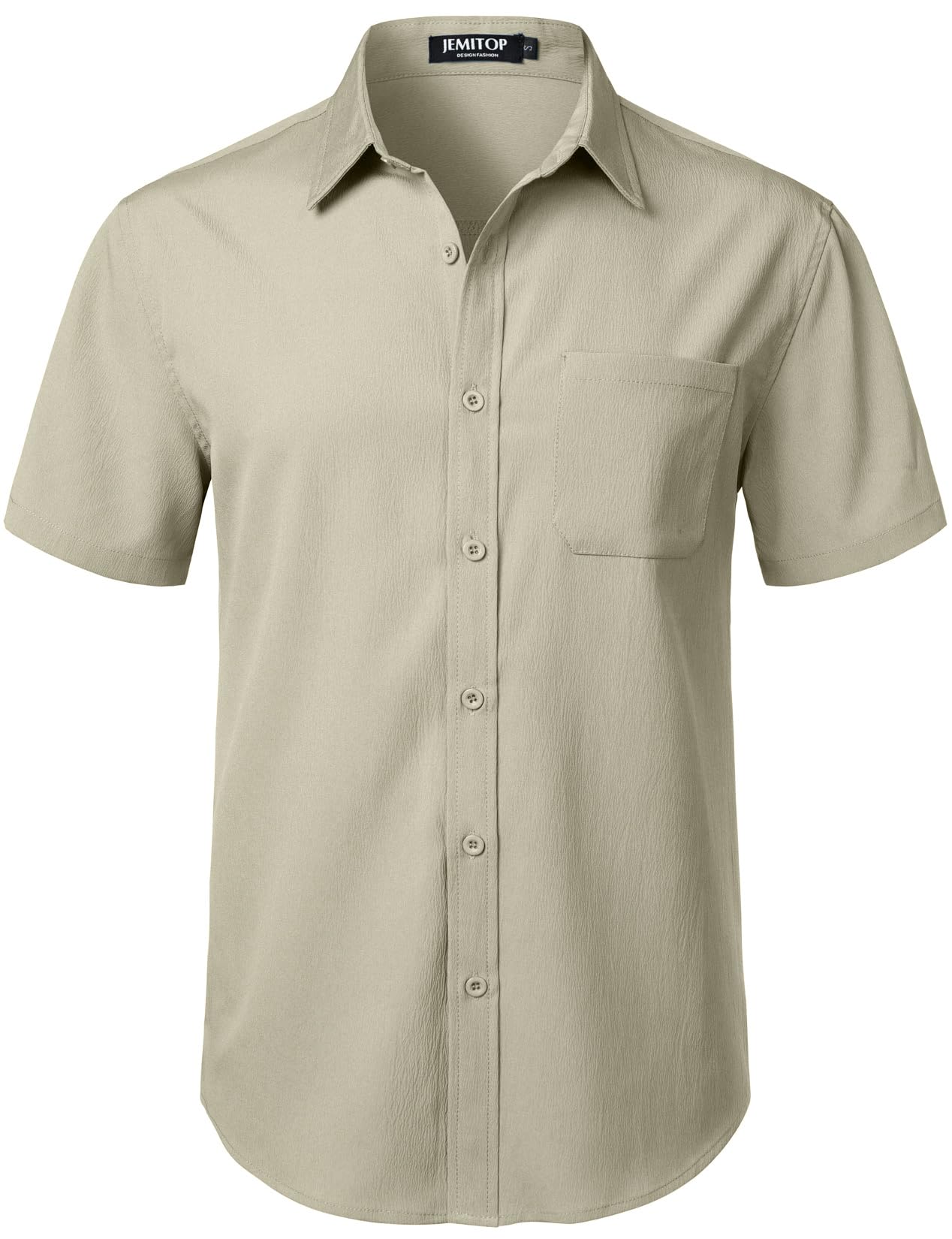 HOTJEMITOP Mens Stretch Wrinkle Free Texture Shirts | Lightweight, Summer, Beach, Stylish, Button Down, Short Sleeve, Casual, Vacation