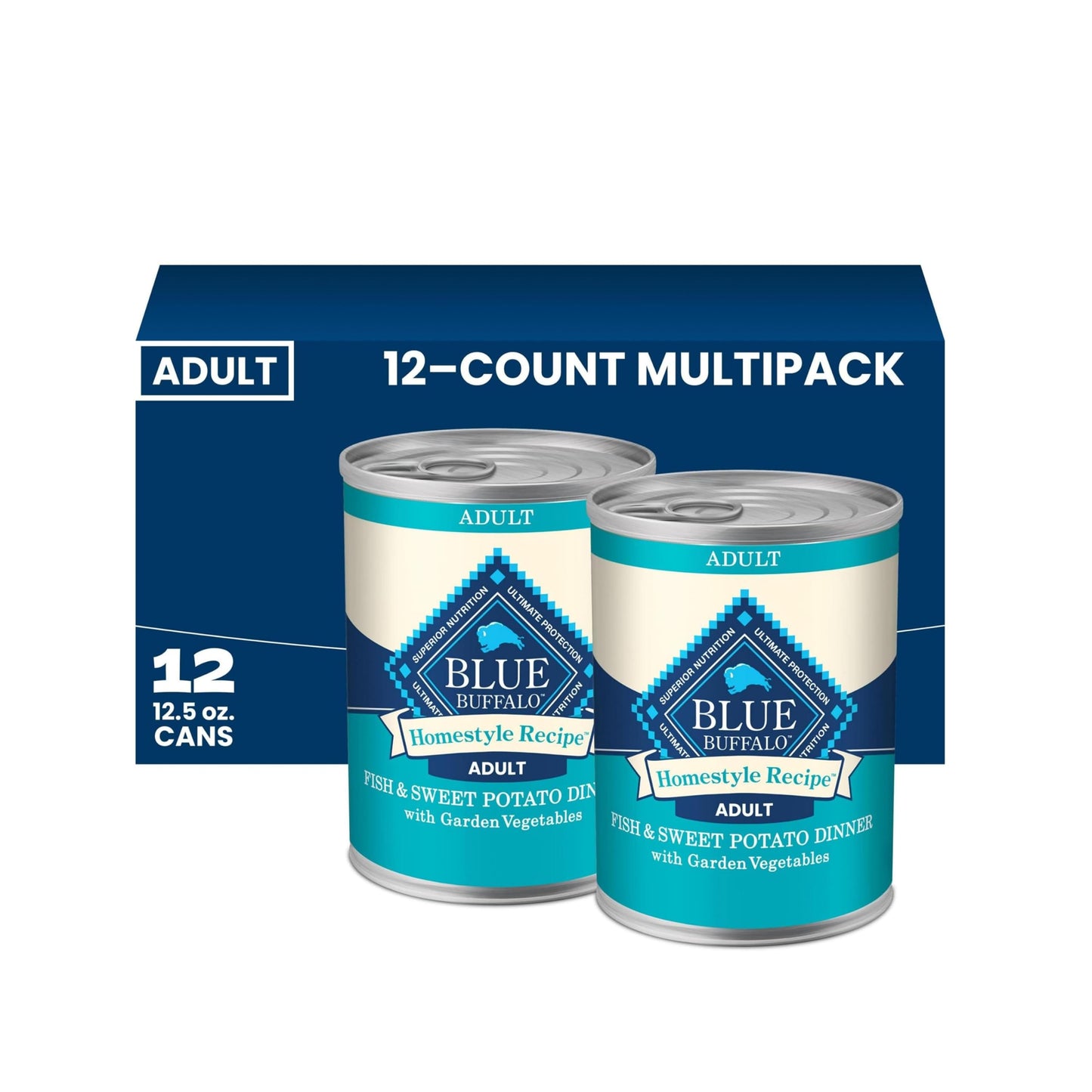 HOTBlue Buffalo Homestyle Recipe Wet Dog Food Paté Variety Pack, Chicken Dinner & Beef Dinner with Garden Vegetables, Made with Natural Ingredients, 12.5-oz. Can (6 Count, 3 of Each)