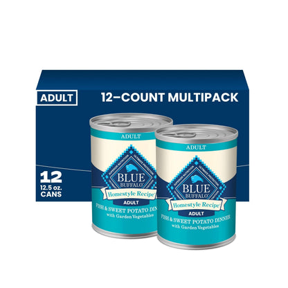 HOTBlue Buffalo Homestyle Recipe Wet Dog Food Paté Variety Pack, Chicken Dinner & Beef Dinner with Garden Vegetables, Made with Natural Ingredients, 12.5-oz. Can (6 Count, 3 of Each)