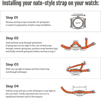HOTAnchor Strap Co | Ribbed Nylon Watch Strap | Ridge Weave Quick-Dry Band | Brushed Stainless Steel Buckle | Floating Keeper | Heat-Sealed Notches | 5.75–8.5in Wrists