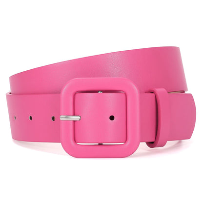 HOTWHIPPY Women Leather Belt Candy Color Fashion Square Buckle Belt Ladies Belt for Jeans Pants Dresses