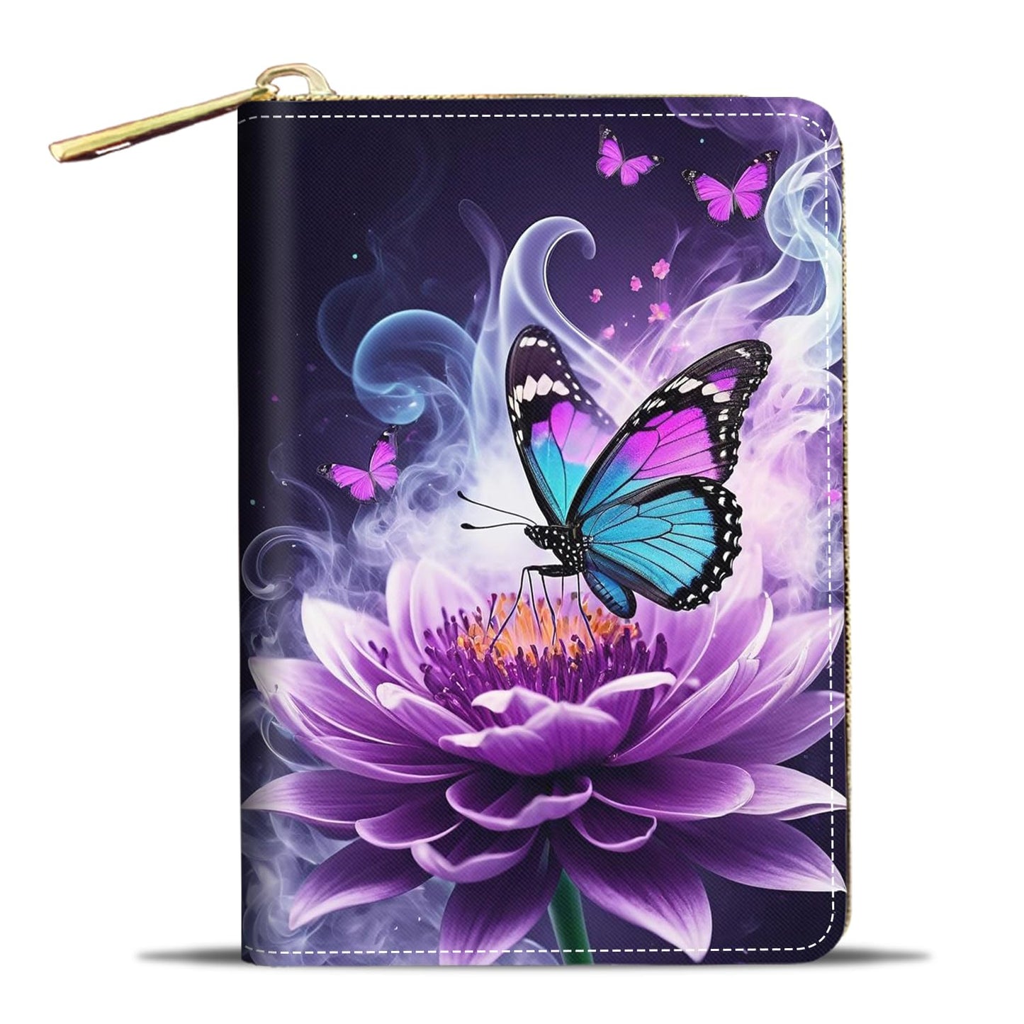 HOTCredit Card Holder Wallets for Women, Small RFID Wallet Slim Leather Card Organizer Case with Zipper, Retro Music Cassette