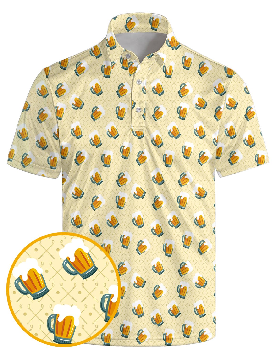 HOTGolf Polo Shirts for Men Funny Print Quick Dry Short Sleeve Performance Golf Shirts Moisture Wicking Polo Shirts