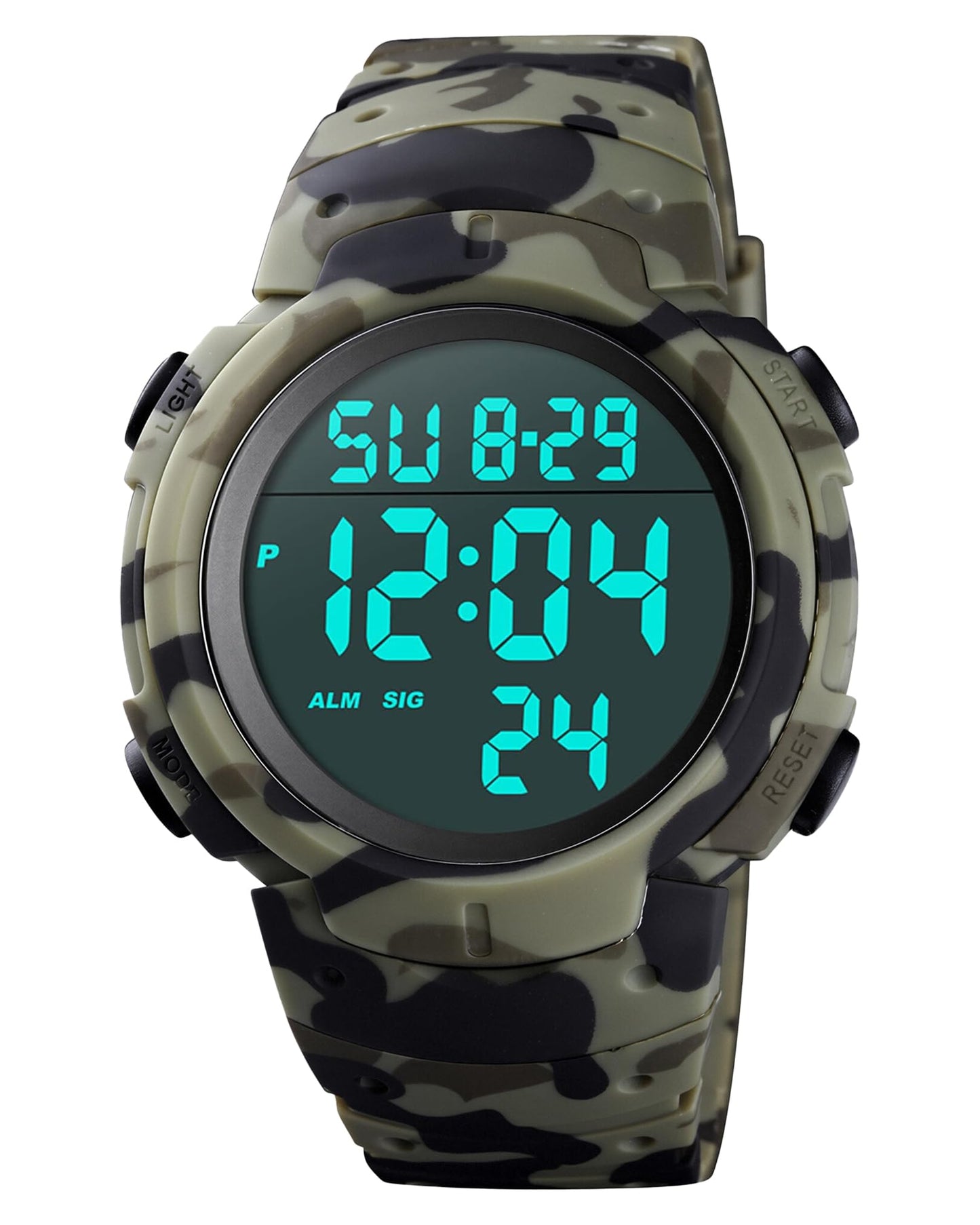 HOTCakCity Men's Digital Sports Watch,50M Water Resistant,50mm Large Face,Stopwatch,Alarm,EL Backlight,Black,Ideal for Sport,Referee,Outdoor Work,Running Training & Daily Wear