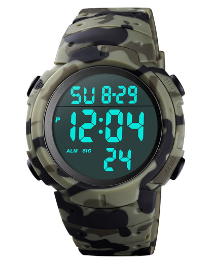 HOTCakCity Men's Digital Sports Watch,50M Water Resistant,50mm Large Face,Stopwatch,Alarm,EL Backlight,Black,Ideal for Sport,Referee,Outdoor Work,Running Training & Daily Wear