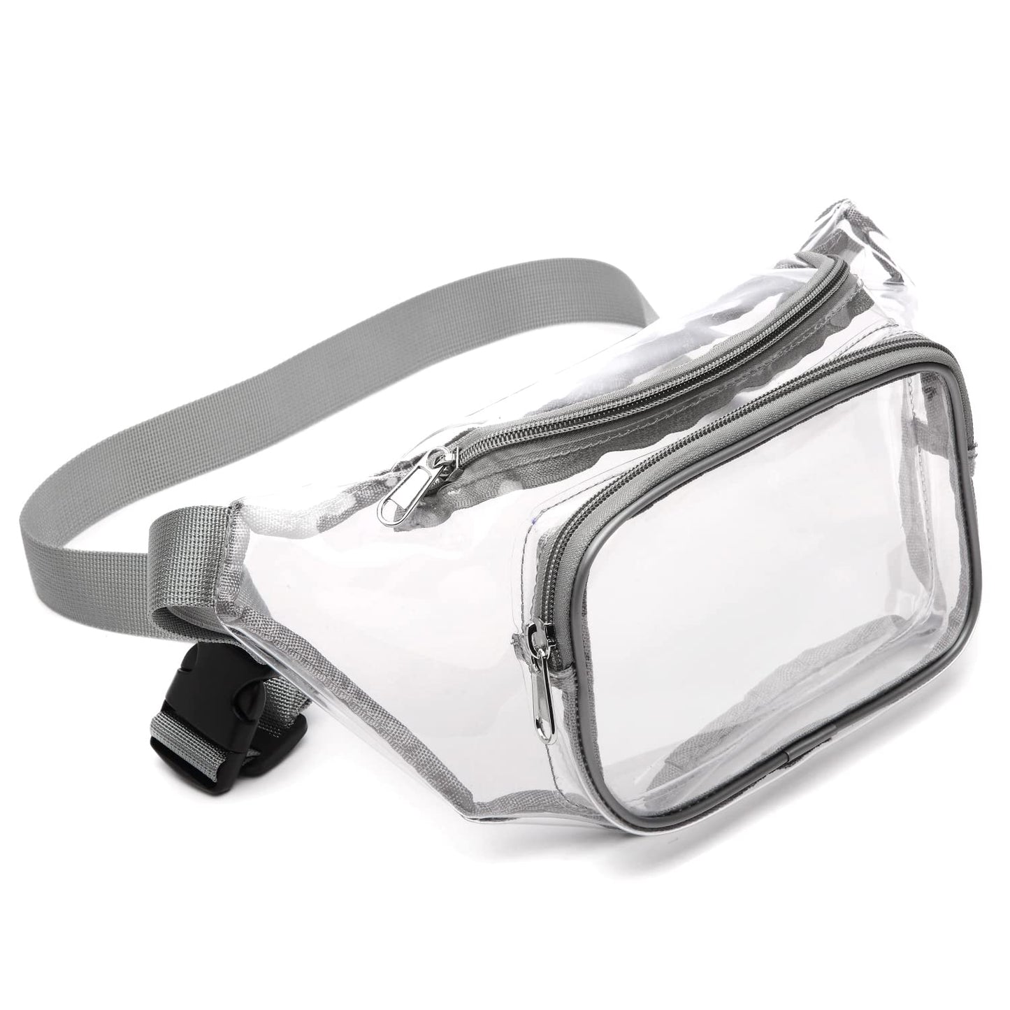HOTVeckle Clear Fanny Pack Stadium Approved - Waist Belt Bag for Women, Black | Hands-Free Adjustable Strap, 2 Pockets Fit 7.5 in Phone, Water-Resistant for Sports Game Day Concerts Festival