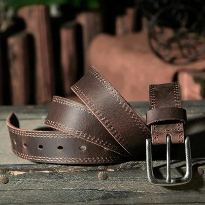 HOTVATAN Men's Full Grain Leather Casual Every Day Jeans Belts, Handmade Men Leather Belt with Gift Box