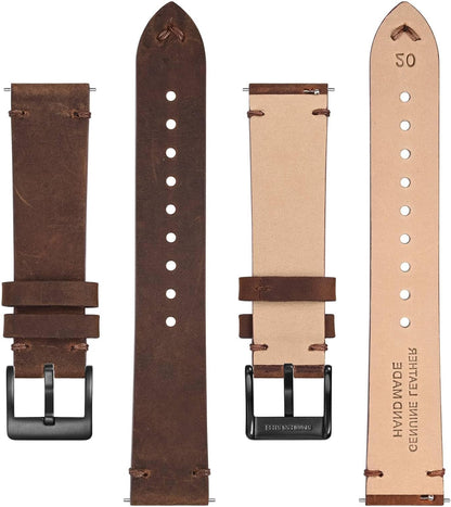 HOTBISONSTRAP Distressed Leather Watch Strap, Watch Replacement Bands for Men, Quick Release Spring Bars, Band Width 18mm 19mm 20mm 22mm 24mm