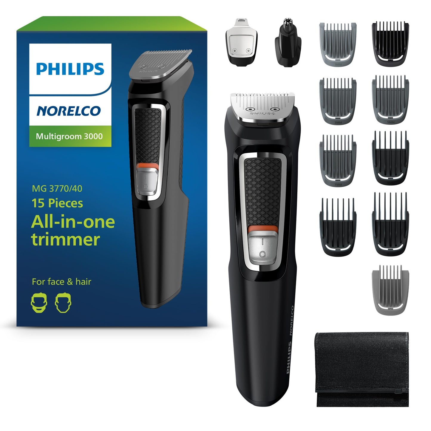 HOTPhilips Norelco All-in-One 3000 Series 13 in 1 Trimmer, Beard Styler & Men's Hair Clipper, 9 Length Settings & Self-Sharpening Skin-Friendly Blades, MG3919/50
