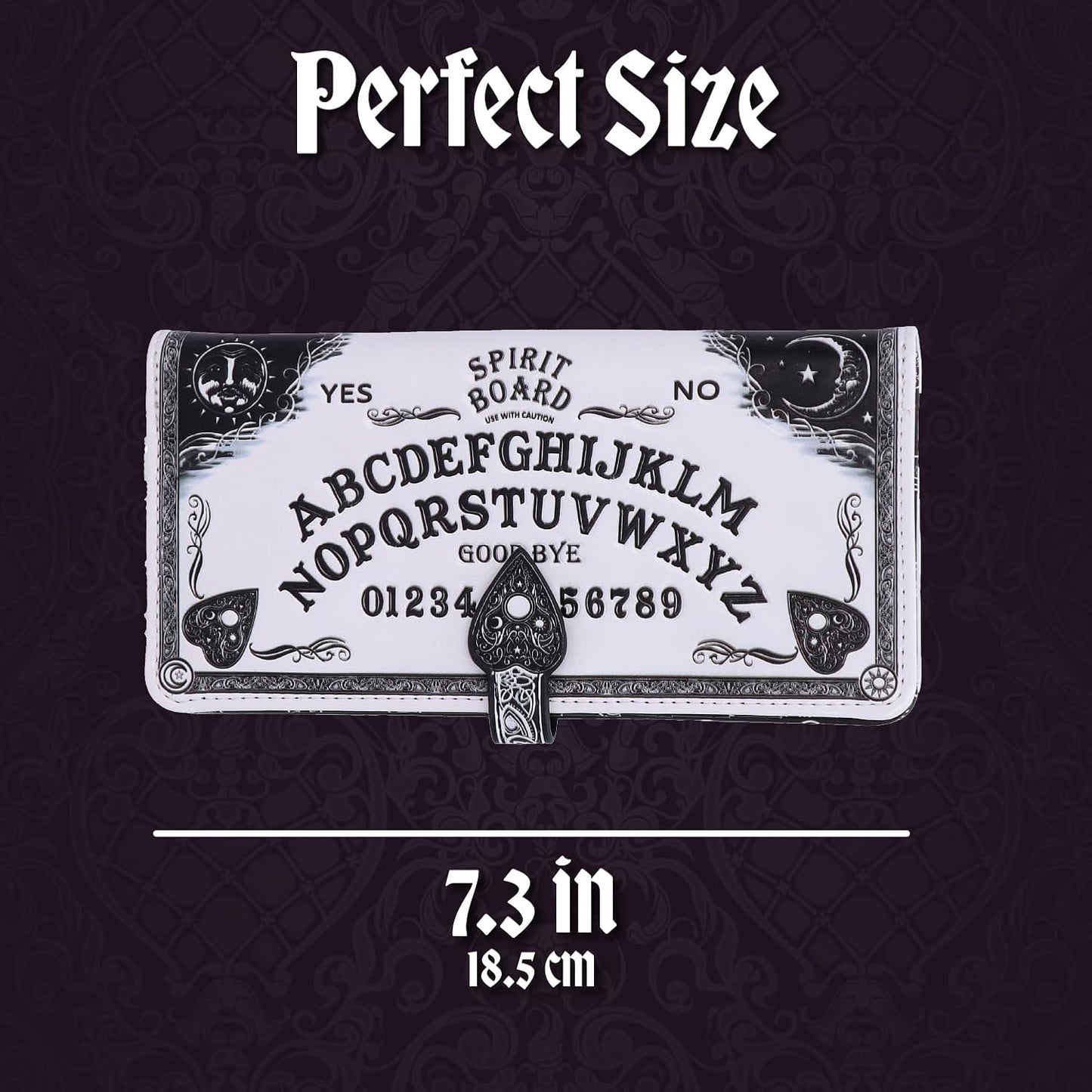 HOTNemesis Now White Spirit Board Embossed Purse, Gothic Ouija Design, Intricate Baroque Detailing, Occult Stylish Accessory, 18.5cm