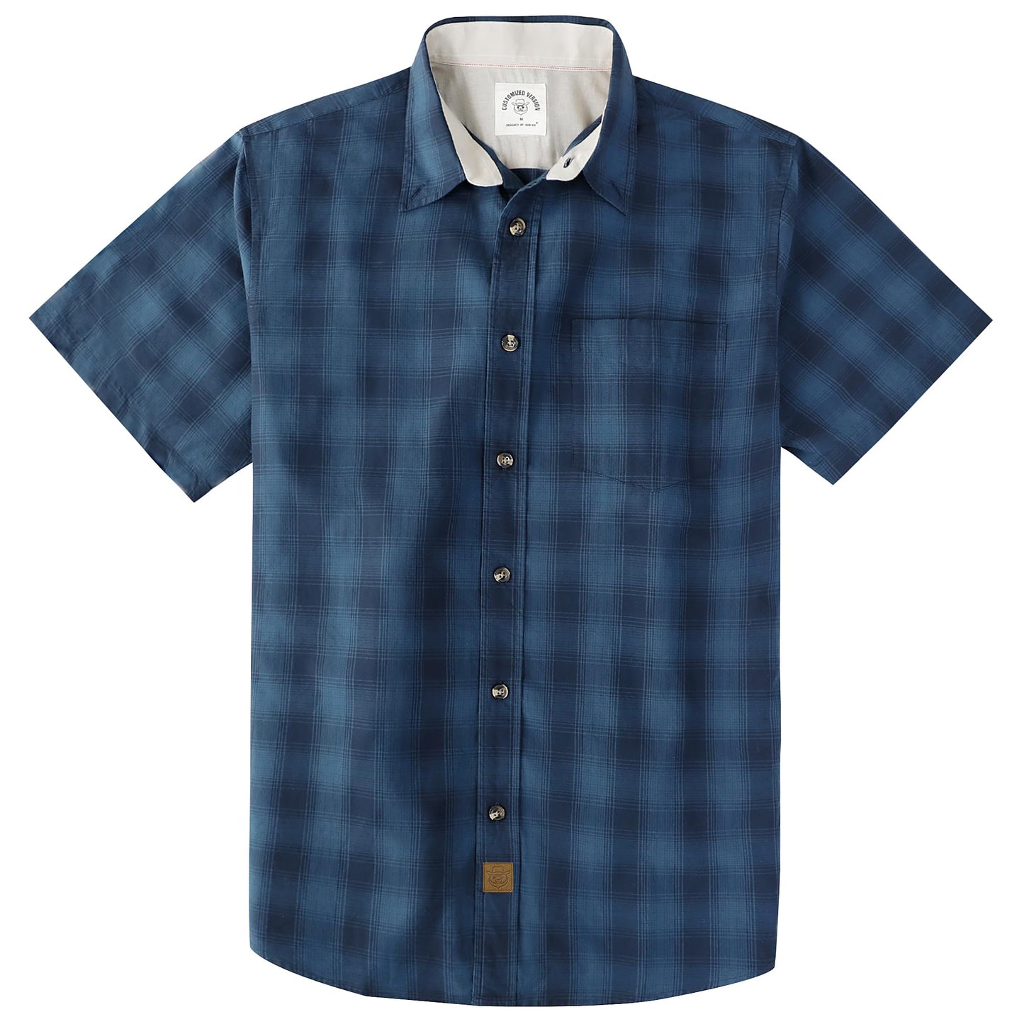 HOTDubinik® Mens Short Sleeve Button Down Shirts 100% Cotton Plaid Men's Casual Button-Down Shirts with Pocket