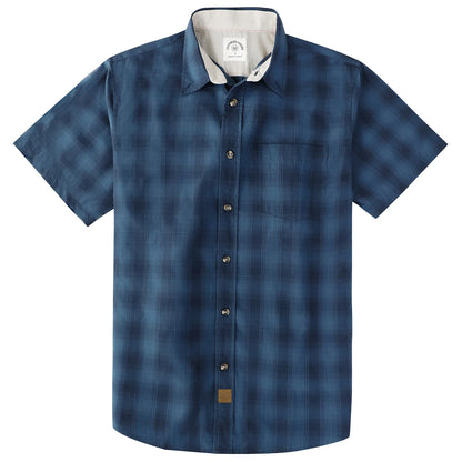HOTDubinik® Mens Short Sleeve Button Down Shirts 100% Cotton Plaid Men's Casual Button-Down Shirts with Pocket