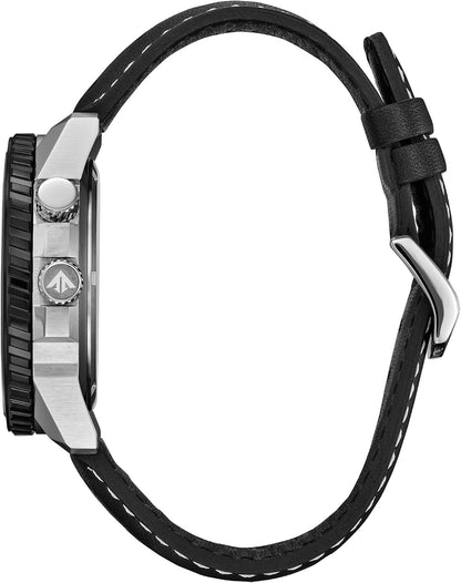 HOTCitizen Men's Eco-Drive Promaster Air Nighthawk Watch, Black Leather Strap, Black Dial, Dual Time (Model: BJ7137-07E)