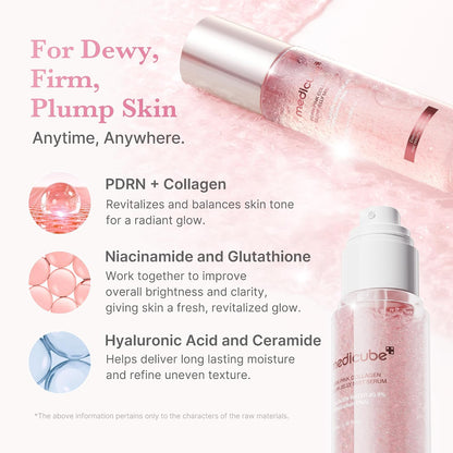 HOTmedicube Jelly Mist Serum with Pink PDRN Collagen, 2.02 fl.oz | Dual-Texture Glow Spray with Niacinamide, Glutathione, Hyaluronic Acid, Ceramide - Hydration, Radiance, Plump-Looking Skin