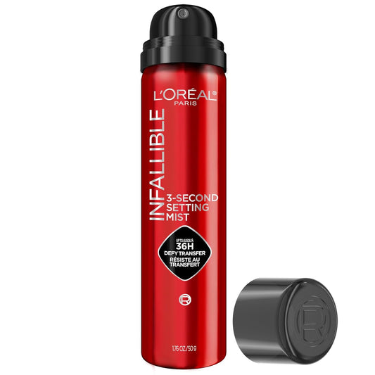 HOTL'Oreal Paris Infallible 3-Second Setting Spray Mist, Microfine Mist for up to 36HR Wear, Clear, 1.76 oz
