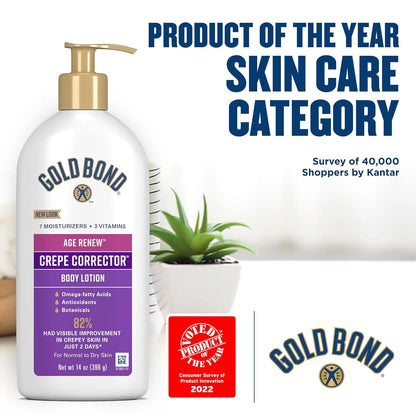 HOTGold Bond Age Renew Crepe Corrector Body Lotion, Replenishing & Smoothing Formula, Gold Bond Crepe Corrector Body Lotion, 14 oz