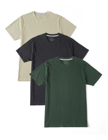 HOTComfneat Men's 3-Pack Lightweight T-Shirts Cotton Crew Neck Regular Fit Solid Tee