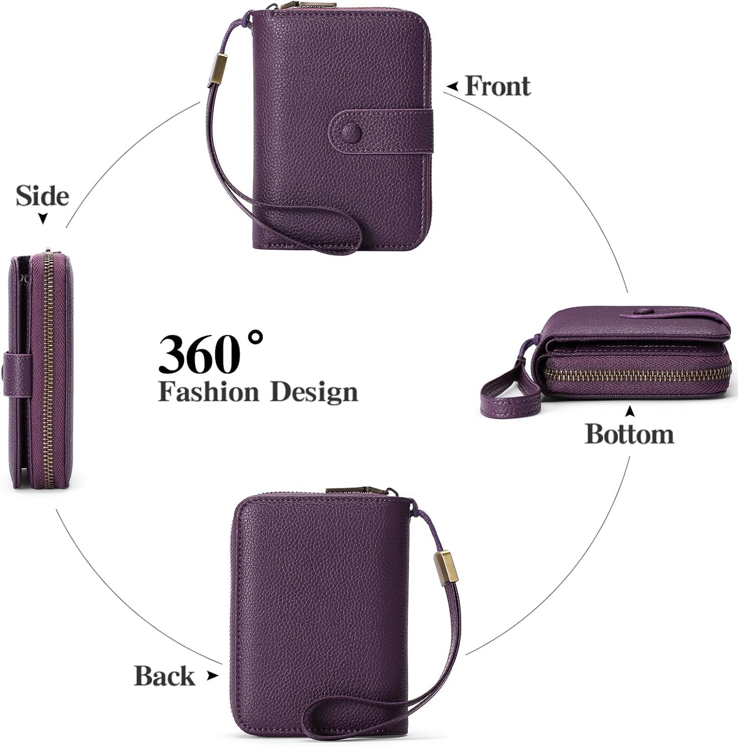 HOTGAEKEAO Leather Credit Card Holder Wallet for Women RFID Blocking Large Capacity Bifold Zipper Card Case Organizer with Wristlet 32 Slots