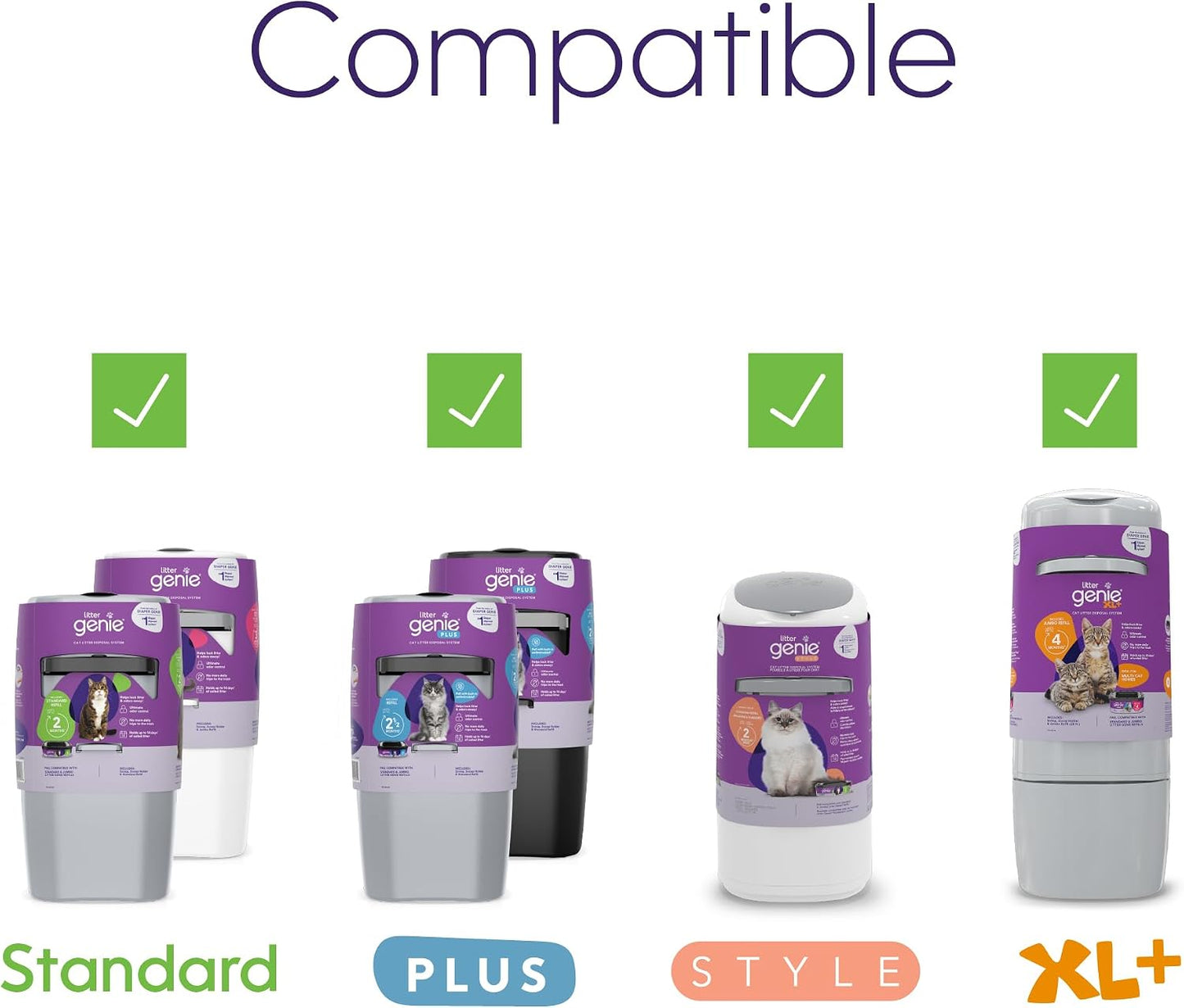 HOTLitter Genie Refill Bags | Jumbo 2-Pack, 56 Total ft | Up to 8 Months of Supply in 2 cartridges | Ultimate Odor Control Cat Litter Bags