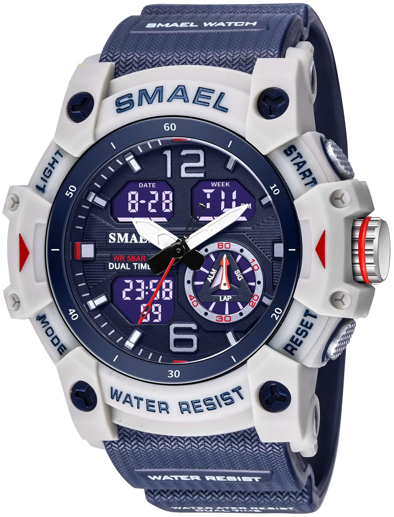 HOTGosasa Men's Large Face Outdoor Sports Watches Military S-Shock Watch Waterproof, Backlight, Alarm, Stopwatch Features - Rugged Wristwatch for Training, Hiking, and Adventure