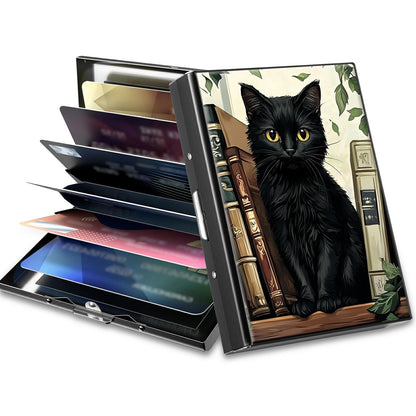 HOTCute Credit Card Holder with Zipper, Crow Skull RFID-Blocking Card Case Small Wallet for Women Men, Multi-slot Card Organizer Case Travel Accordion Wallet