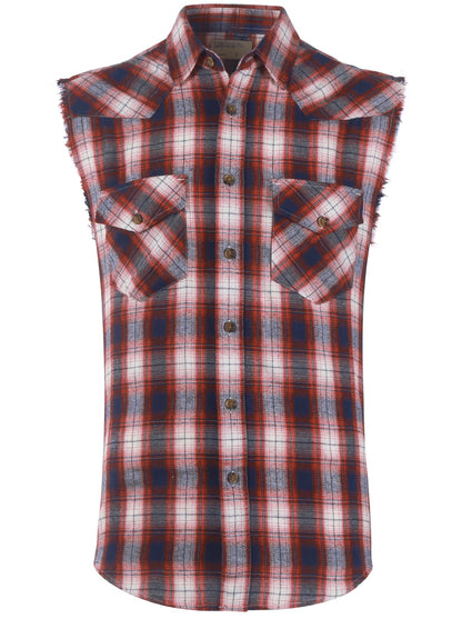 HOTMen's Casual Flannel Plaid Shirt Sleeveless Plus Size Vest