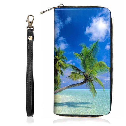 HOTChristian Cross Quote Bible Verse Matthew 19:26 Print Wallet for Women Large Capacity Wallet Credit Card Holder PU Leather Zipper Clutch Purse Phone Wallet