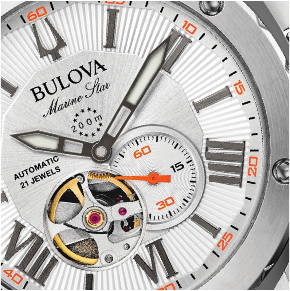 HOTBulova Men's Marine Star 'Series A' Automatic Watch with Orange Silicone Strap Style: 98A226