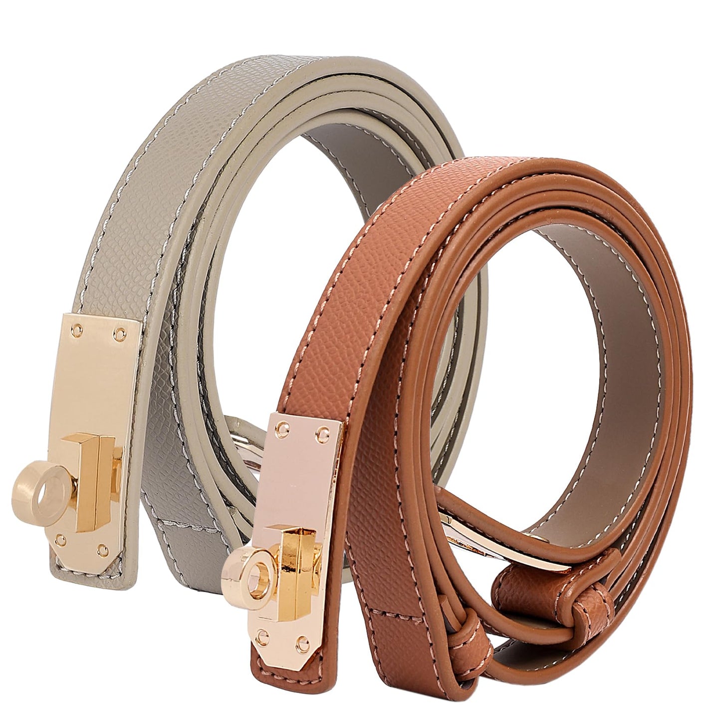 HOTWomen's Thin Leather Belts with Turn Lock Buckle,Belt Women Adjustable for Pants Dresses Jeans Coats