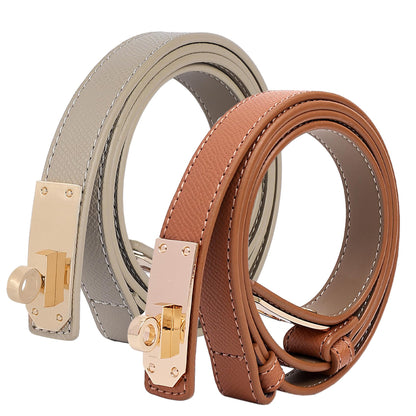 HOTWomen's Thin Leather Belts with Turn Lock Buckle,Belt Women Adjustable for Pants Dresses Jeans Coats