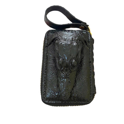 HOTGenuine Alligator Leather Minimalist Wallets Credit Card Holder for women's (Red)