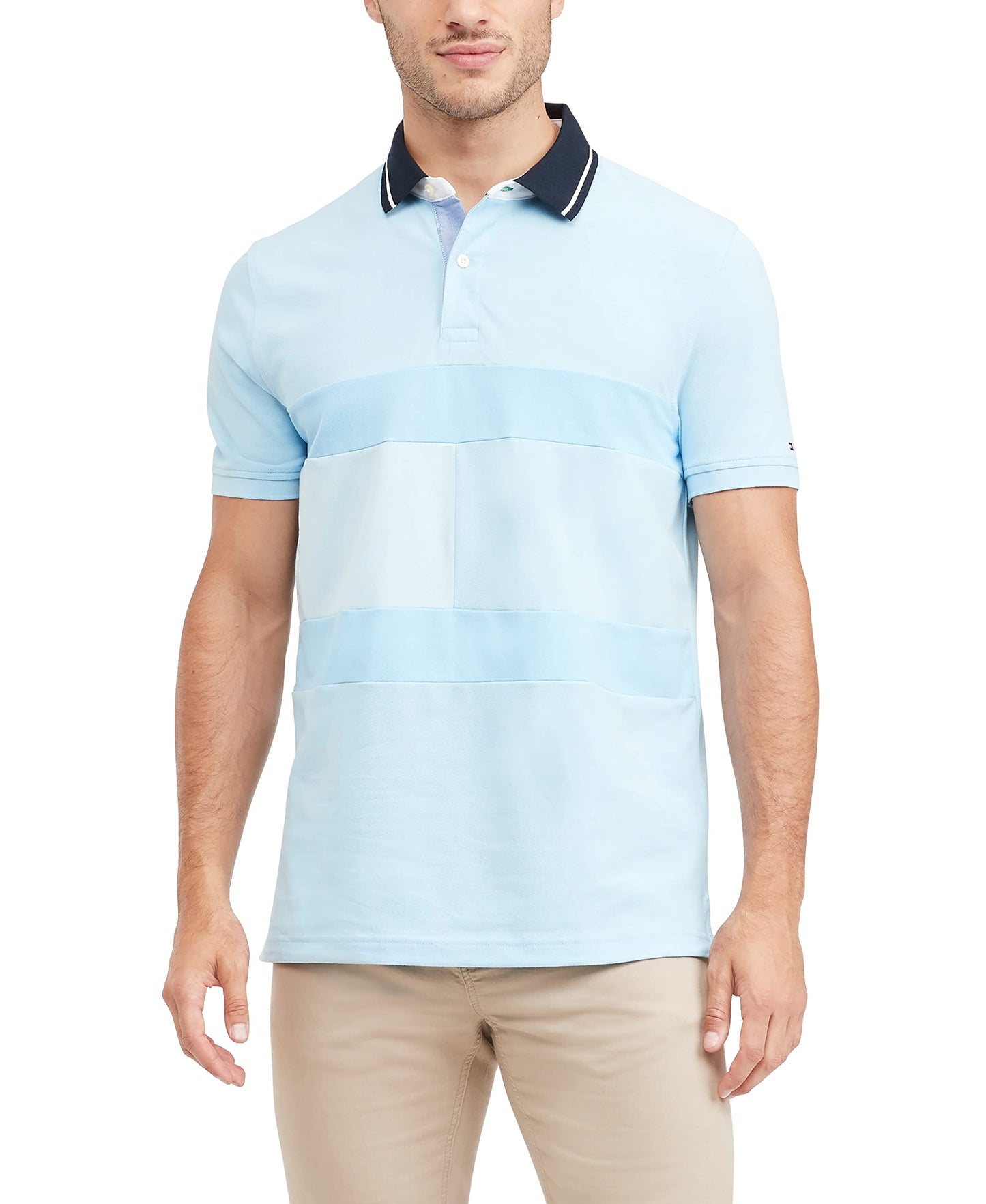 HOTTommy Hilfiger Men's Short Sleeve Cotton Pique Flag Graphic Polo Shirt in Custom Fit