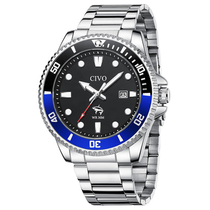 HOTCIVO Sport Wrist Watches for Men: Classic Analog Watch with Date Luminous - Silicone Strap & Waterproof - Casual Men's Watch for Outdoor Camping Cycling