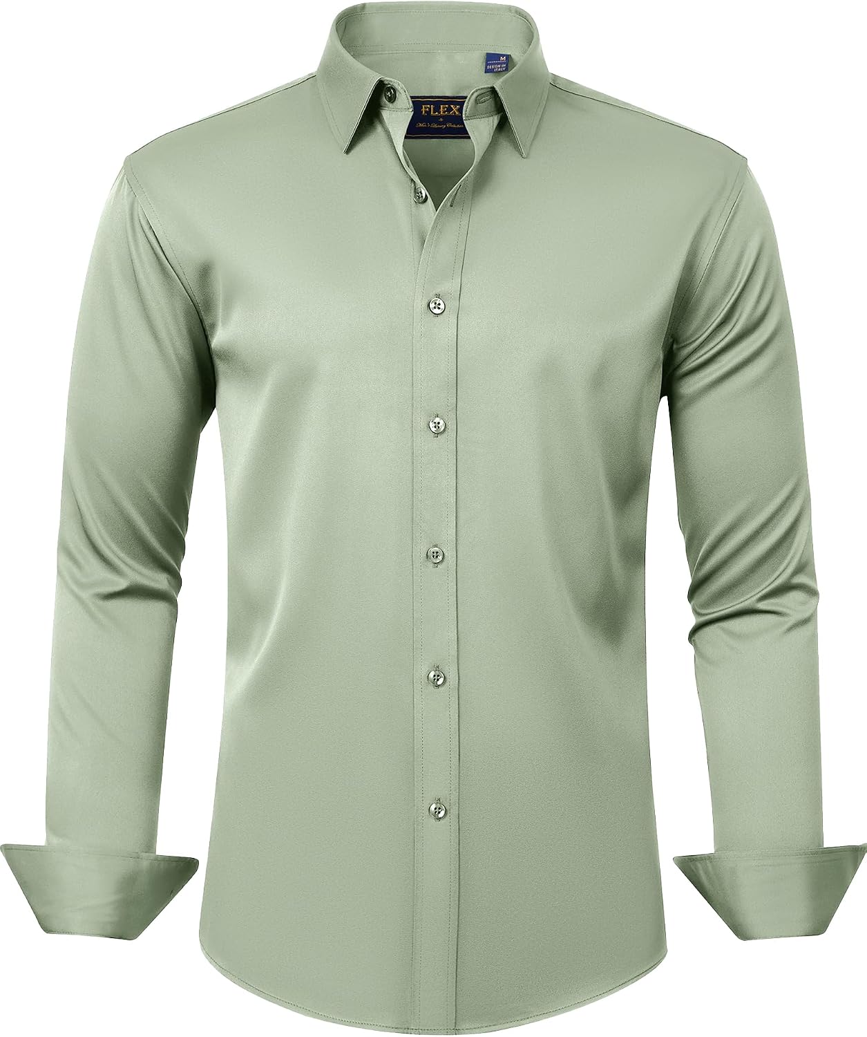 HOTJ.VER Men's Dress Shirts Solid Long Sleeve Stretch Wrinkle-Free Formal Shirt Business Casual Button Down Shirts