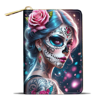 HOTCredit Card Holder Wallets for Women, Small RFID Wallet Slim Leather Card Organizer Case with Zipper, Retro Music Cassette