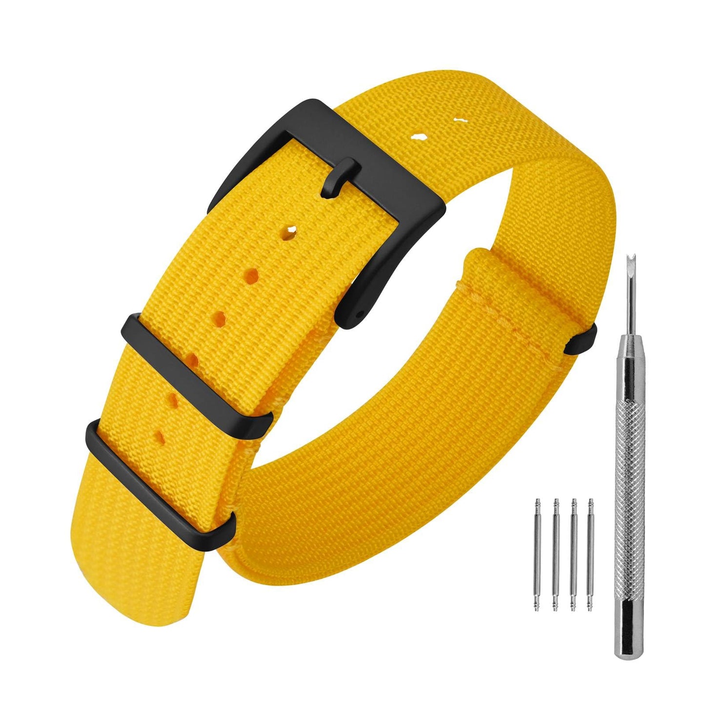 HOTANNEFIT Nylon Watch Band 16mm 18mm 20mm 22mm, One-Piece Waterproof Military Watch Straps with Heavy Buckle