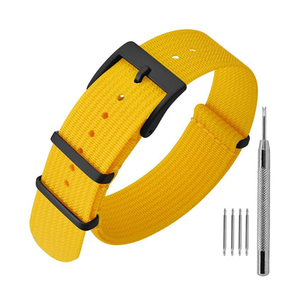 HOTANNEFIT Nylon Watch Band 16mm 18mm 20mm 22mm, One-Piece Waterproof Military Watch Straps with Heavy Buckle