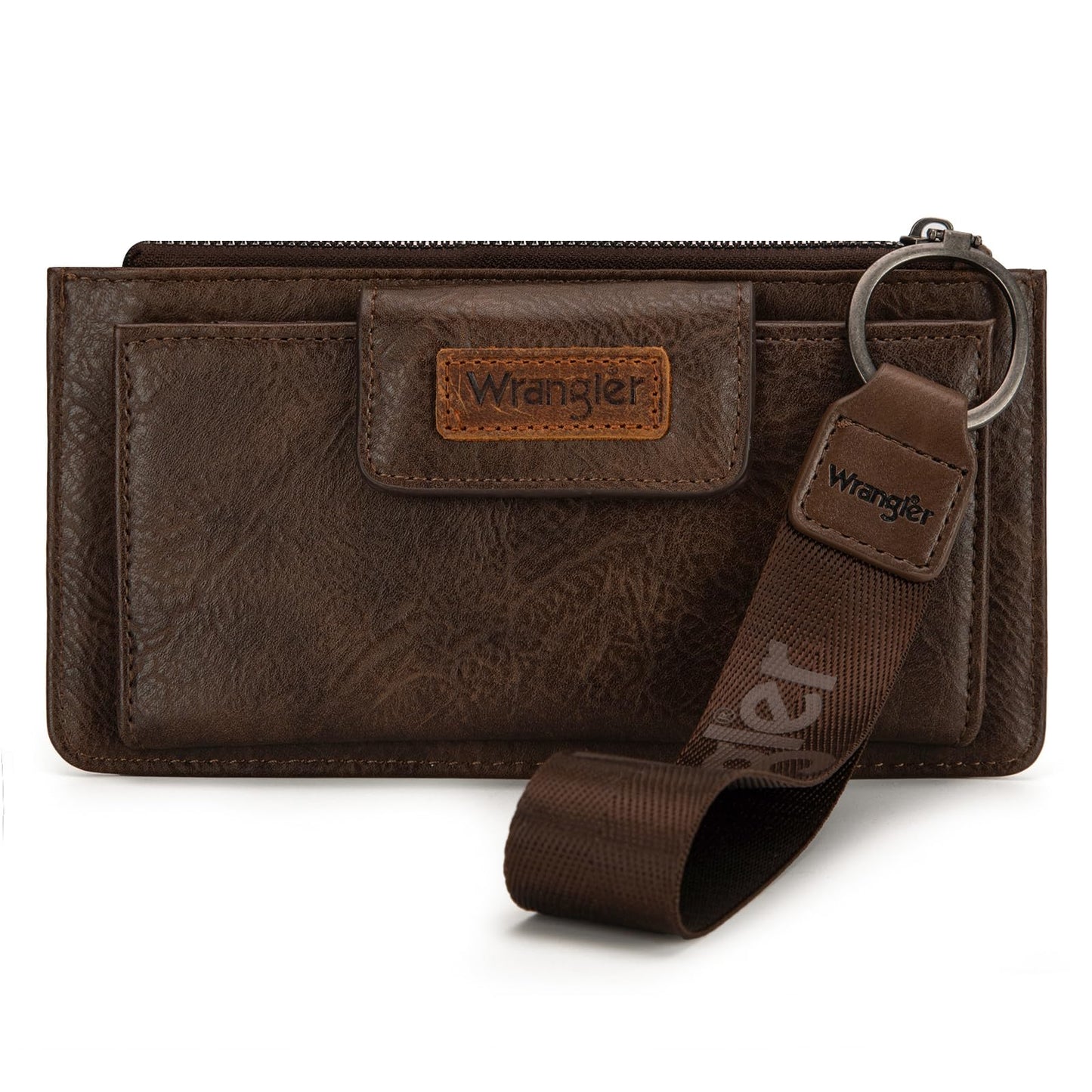 HOTMontana West X Wrangler Brown Wristlet Wallet Minimalist Clutch Womens Wallet Rfid Card Cases & Money Organizers with Coin Purse and Smooth Zipper