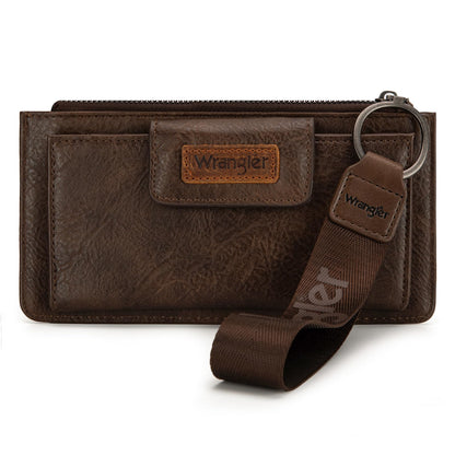HOTMontana West X Wrangler Brown Wristlet Wallet Minimalist Clutch Womens Wallet Rfid Card Cases & Money Organizers with Coin Purse and Smooth Zipper