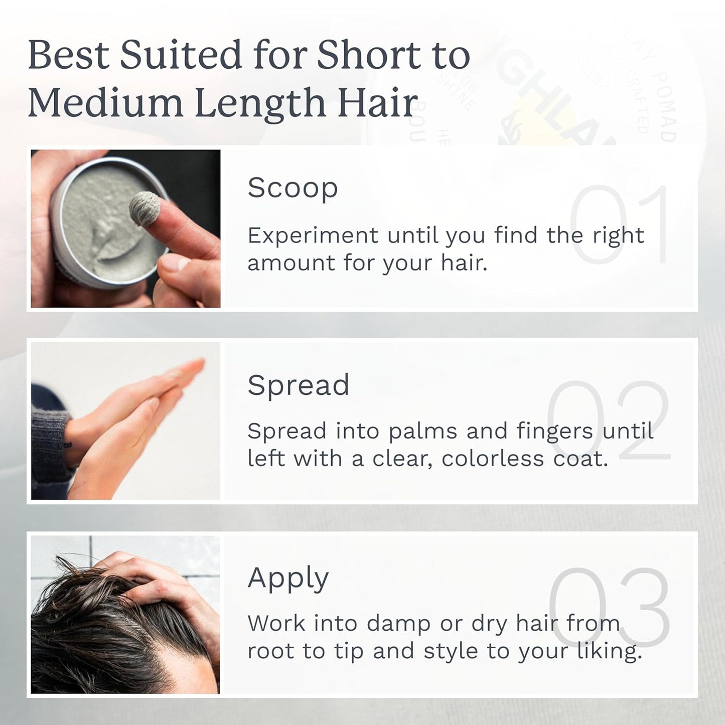 HOTHighland Glacial Hair Clay Pomade - Award winning hair styling clay for men and women made with 100% all natural and organic ingredients that promote hair and scalp health. Low shine, Medium Hold.