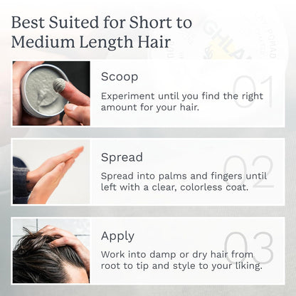 HOTHighland Glacial Hair Clay Pomade - Award winning hair styling clay for men and women made with 100% all natural and organic ingredients that promote hair and scalp health. Low shine, Medium Hold.