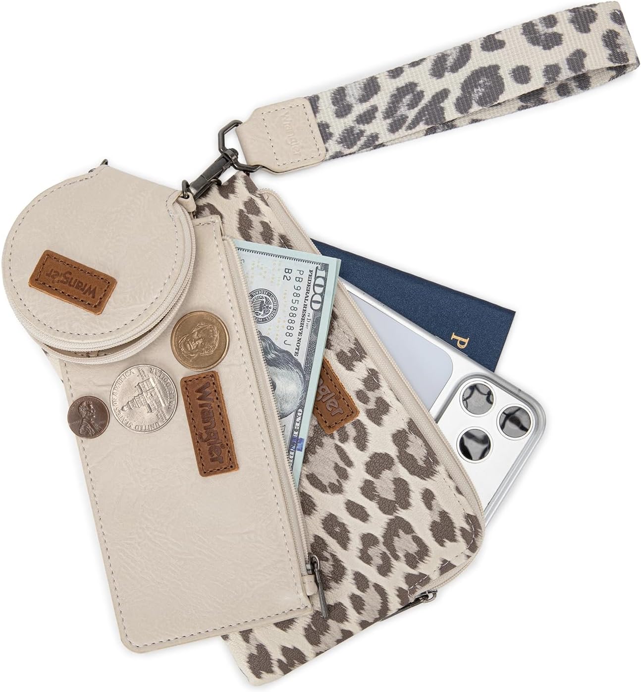 HOTMontana West X Wrangler Keychain Wristlet Wallets for Women Dual Pouch Wristlet with Zipper Coin Purse Large Capacity and Easy to Carry
