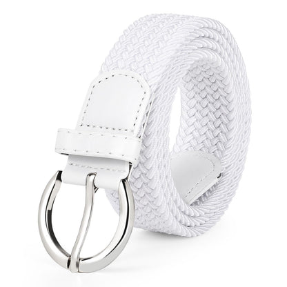 HOTJASGOOD Women Men Braided Woven Elastic Stretch Waist Belt Golf Canvas Fabric Casual Belt for Jeans Pants
