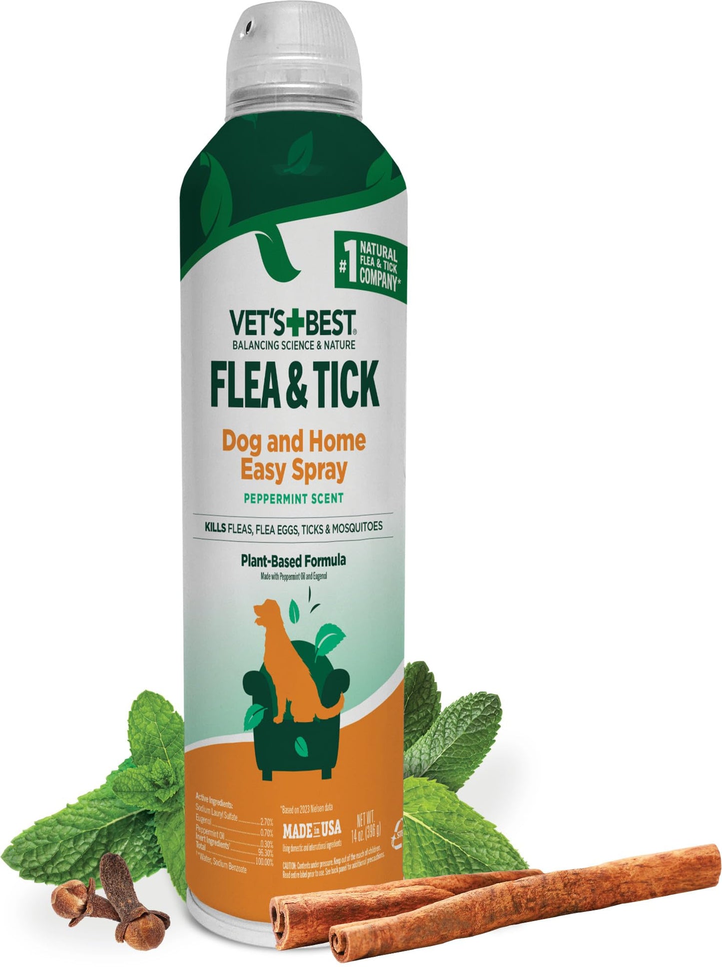 HOTVet’s Best Indoor Flea and Tick Spray – Dog Flea and Tick Treatment for Home, Plant-Based Formula with Natural Oils, Kills Fleas, Eggs & Ticks on Contact, Made in USA, 32 oz | Plant-Based Flea & Tick Spray, Kills Fleas, Eggs & Ticks on Contact, Natural