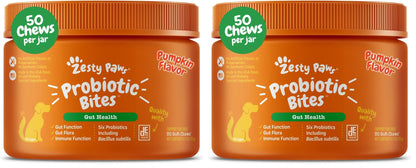 HOTZesty Paws Probiotics for Dogs - Digestive Enzymes for Gut Flora, Digestive Health, Diarrhea & Bowel Support - Clinically Studied DE111 - Dog Supplement Soft Chew for Pet Immune System - Pumpkin, 90ct