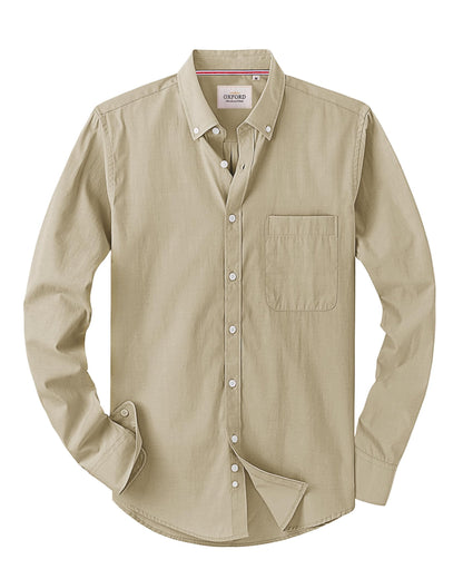 HOTAlimens & Gentle Mens Solid Oxford Shirt Long Sleeve Dress Shirt Work Casual Button Down Shirts with Pocket
